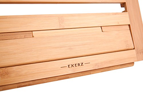 Exerz Soportes para Libros de Cocina/Soporte para Leer Libros de Cocina/Recetario de Cocina Sostenedor Ajustable/Ideal para Libros iPad Tabletas – 34 x 24 x 2 cm (Bambú)