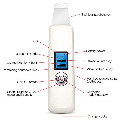 Exfoliador Facial Depurador Piel, Vibración Sónica Removedor Espinillas Tratamiento Acné Poro Limpio Espátula De Piel Con 4 Modos, Extractor De Comedones Facial Máquina De Elevación Piel