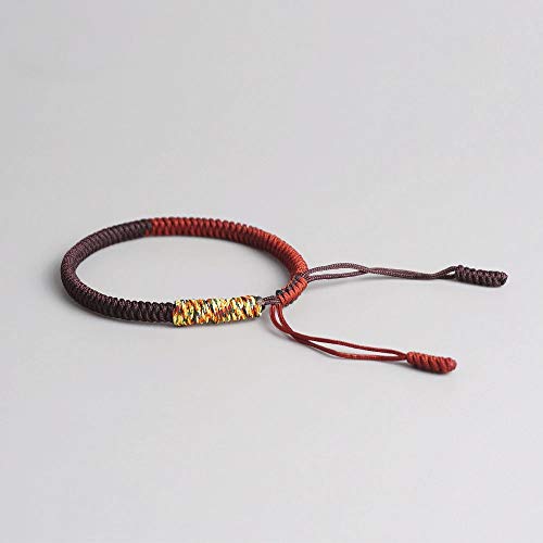 EXINOX Pulsera Tradicional Tibetana | Hombre Mujer | Nudos Espirituales Budistas (Roja)