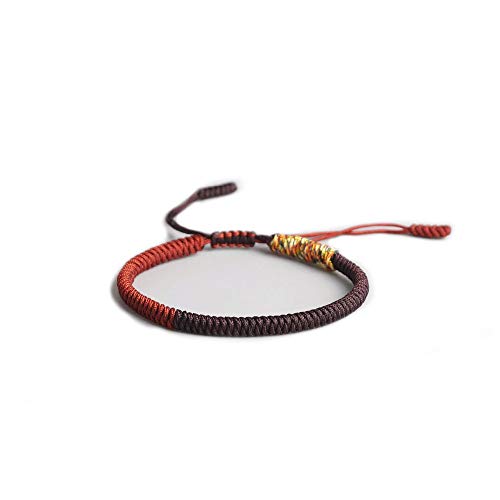 EXINOX Pulsera Tradicional Tibetana | Hombre Mujer | Nudos Espirituales Budistas (Roja)