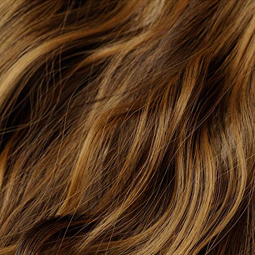 Extensión con hilo invisible Cabello largo ondulado Marrón Extensiones de alambre de 50 cm Banda única ondulada Sin clip en 3/4 Cabeza completa - Mezcla marrón oscuro Rubio Rojo