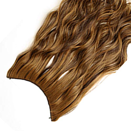 Extensión con hilo invisible Cabello largo ondulado Marrón Extensiones de alambre de 50 cm Banda única ondulada Sin clip en 3/4 Cabeza completa - Mezcla marrón oscuro Rubio Rojo