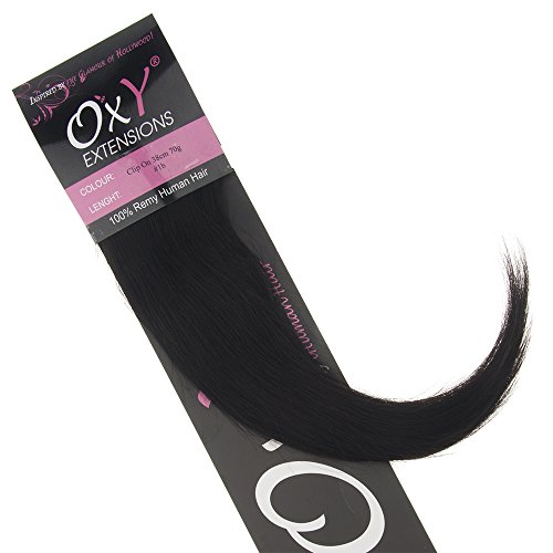 Extensión de pelo con clip: Oxy Extensiones - Longitud 38 cm para 70 g de peso – Extensión pelo auténtico al 100%, las mejores Extensiones de Clip Nero Naturale