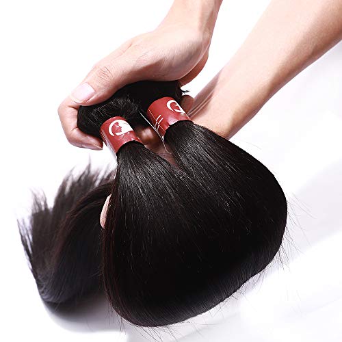 Extensiones de Cabello Humano Cortina Cosida Brasileña Liso Pelo Natural Hair Bundle-60cm*1, 100g, 1B Negro Natural