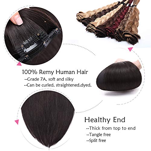 Extensiones de Cabello Natural Clip Double Weft(Muy Gruesas) Pelo Natural Humano 100% Remy 8 Piezas 18 Clips Lisas #1B Negro Natural 20"(50cm,150g)