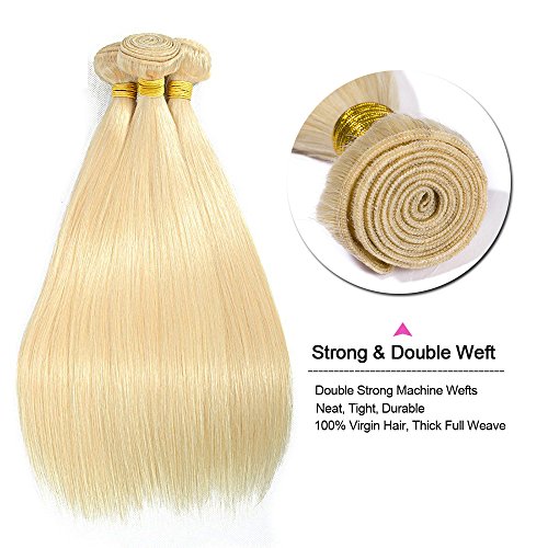 Extensiones de Cabello Natural Cortina Lisa Brasileñas Pelo Mechas Humano Balayage Mujer Remy Human Hair Liso [ 1 Paquet (100g) ] - 10 Pulgada 25CM #613 Blanqueador Rubio