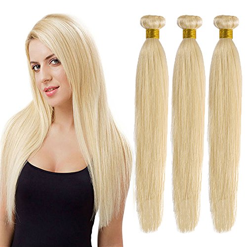Extensiones de Cabello Natural Cortina Lisa Brasileñas Pelo Mechas Humano Balayage Mujer Remy Human Hair Liso [ 1 Paquet (100g) ] - 10 Pulgada 25CM #613 Blanqueador Rubio