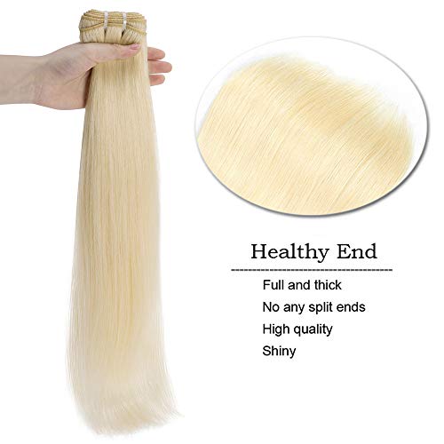 Extensiones de Cabello Natural Cortina Rubias Lisa Brasileñas Pelo Mechas Humano Balayage Mujer Remy Human Hair Liso [ 1 Paquet (100g) ] - 10 Pulgada 25CM #60 Rubio Platino
