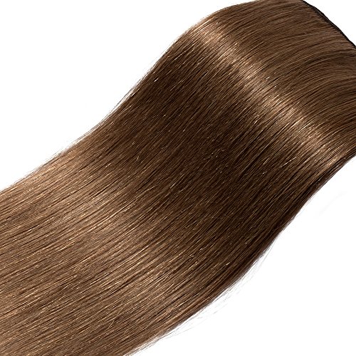 Extensiones de Clip de Pelo Natural Postizos Cabello Humano Mechas Balayage Liso Remy Clip In Human Hair [Espesor Sstándar] 8 Piezas 18 Clips- 8"(20CM) #06 Marrón Claro