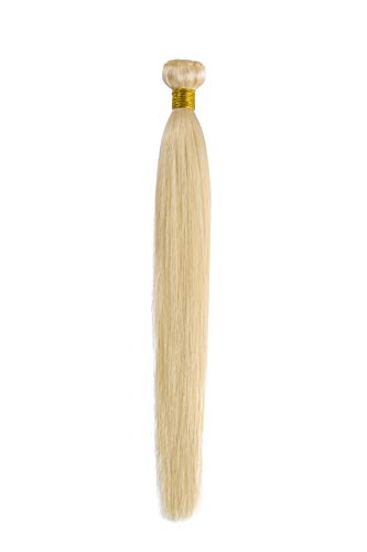 Extensiones de Cortina Pelo Natural Humano Cabello Virgen Brasileño 100% Remy Hair Extensions Liso Largo 18"(45cm,100g,#613 Blanqueador Rubio)