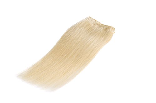 Extensiones de Cortina Pelo Natural Humano Cabello Virgen Brasileño 100% Remy Hair Extensions Liso Largo 18"(45cm,100g,#613 Blanqueador Rubio)
