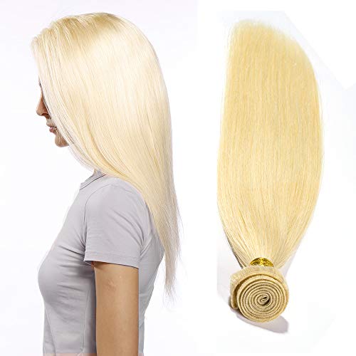 Extensiones de Cortina Pelo Natural Humano Cabello Virgen Brasileño 100% Remy Hair Extensions Liso Largo 18"(45cm,100g,#613 Blanqueador Rubio)