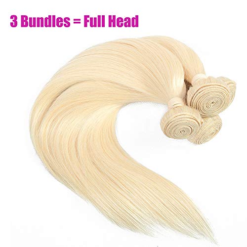 Extensiones de Cortina Pelo Natural Humano Cabello Virgen Brasileño 100% Remy Hair Extensions Liso Largo 18"(45cm,100g,#613 Blanqueador Rubio)