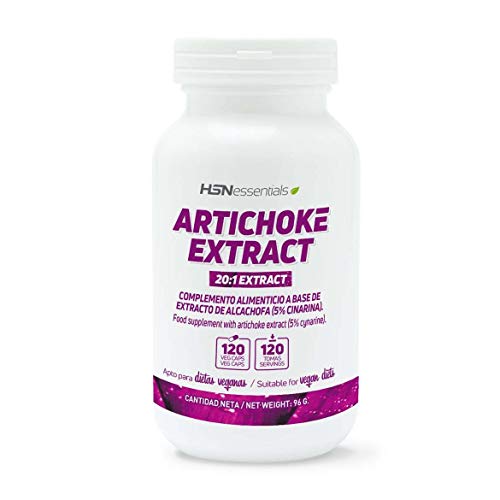 Extracto de Alcachofa de HSN | 500 mg, Con 5% Cinarina | Depurativa, Desintoxicante, Diurética, Drenante, Salud Digestiva | Vegano, Sin Gluten, Sin Lactosa, 120 cápsulas vegetales