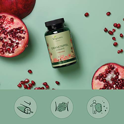Extracto de Granada Vegavero® | Estandarizado a 40% de Punicalagina & 40% de Ácido Elágico | Sin Aditivos | Antioxidantes Potentes | Apto Para Veganos | 600 mg | 120 Cápsulas