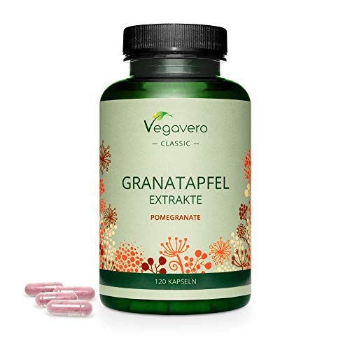 Extracto de Granada Vegavero® | Estandarizado a 40% de Punicalagina & 40% de Ácido Elágico | Sin Aditivos | Antioxidantes Potentes | Apto Para Veganos | 600 mg | 120 Cápsulas
