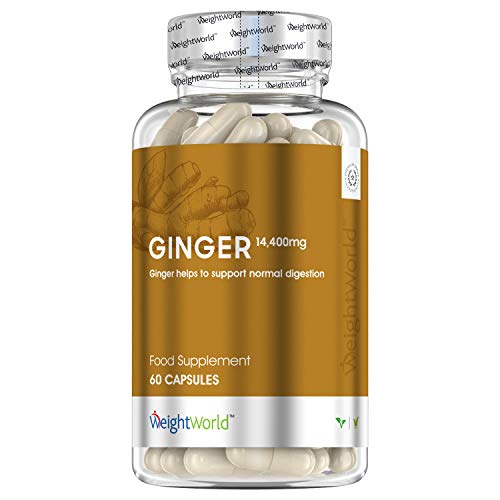 Extracto de Raíz de Jengibre Cápsulas Dosis Alta 14400mg - Suplemento Antioxidante, Mejora Sistema Inmunológico, Potente Antiinflamatorio Natural, Rico en Vitamina C y Zinc, Vegano, 60 Cápsulas