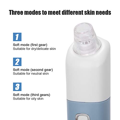 Extractor De Puntos Negros, Limpiador Facial De Nariz Recargable Por Usb, 3 Niveles De Potencia Removedor De Puntos Negros Multifuncional 4 Cabezales De Belleza Reemplazables(Azul)
