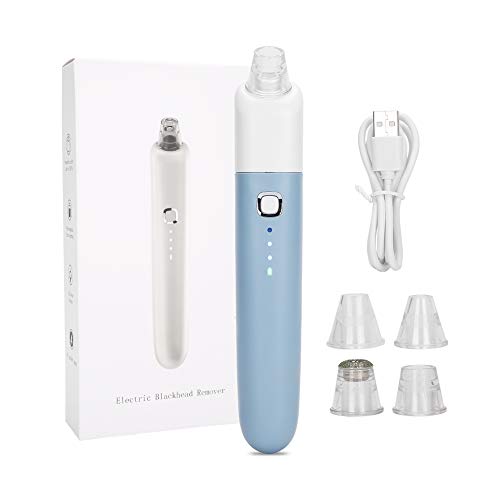 Extractor De Puntos Negros, Limpiador Facial De Nariz Recargable Por Usb, 3 Niveles De Potencia Removedor De Puntos Negros Multifuncional 4 Cabezales De Belleza Reemplazables(Azul)