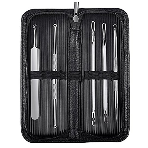 Extractor Limpiador Juego de 5Pcs Kit, Raniaco Blackhead Remover para Acné Punto Negro Comedones Espinillas Extractor Herramientas