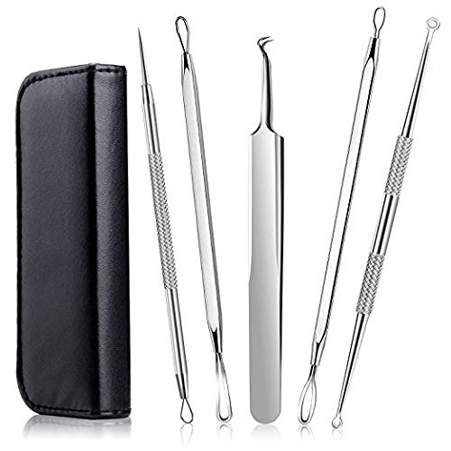 Extractor Limpiador Juego de 5Pcs Kit, Raniaco Blackhead Remover para Acné Punto Negro Comedones Espinillas Extractor Herramientas