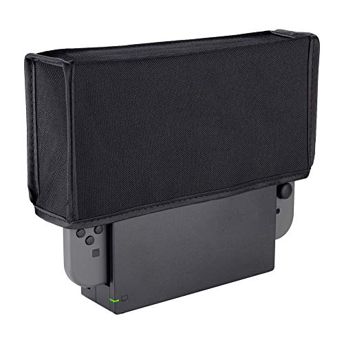 eXtremeRate Guardapolvo Cubierta de Nylon Compatible con Nintendo Switch Protector de Polvo Funda contra Polvo Forro Suave Antipolvo antiagua antirraya para Carga Base Dock(Negro)