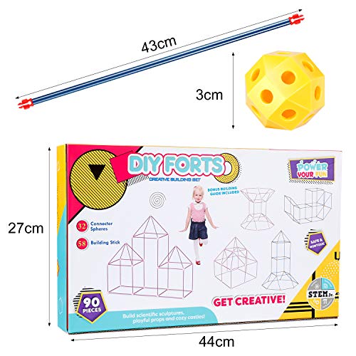 EXTSUD Juguetes de Construir Fortalezas, Juguetes de Construcción de Castillo DIY Plástico 90 Piezas Juguetes Educativos para Niños Mayores de 6 Años
