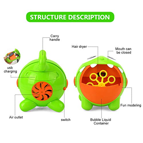 EXTSUD Máquina de Burbujas para Niños, Juguete de Baño para Bebés, con 2 Botellas de Burbujas, Regalo para Niños, Apto para Fiestas, Cumpleaños, Bodas al Aire Libre etc