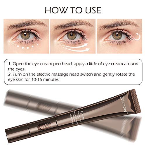 Eye Cream, Crema Contorno Ojos Mujer, Crema de Ojos Ojeras, Masaje eléctrico, Crema hidratante para ojos para eliminar el edema ocular, Reducir las ojeras, arrugas, líneas finas, anti edad, 20g