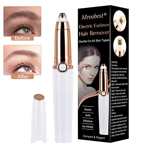 Eyebrow Trimmer, Depiladora Cejas Mujer, Ceja Recortador Flawless, Afeitado de cejas indoloro Eliminador de cejas con luz LED Depiladora de cejas Cejas Depiladora, Sharp y seguridad