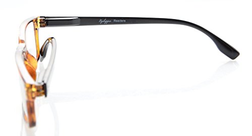 Eyekepper Lectores clásicos rectangulares de muelles de bisagras de calidad de lectura gafas (Marco Ámbar/Brazo de negro, 1.75)