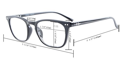 Eyekepper Lectores de calidad de la primavera de bisagras cuadrados clave de agujero estilo gafas de lectura (Marco negro/Brazo de tortuga, 0.50)