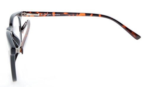 Eyekepper Lectores de calidad de la primavera de bisagras cuadrados clave de agujero estilo gafas de lectura (Marco negro/Brazo de tortuga, 0.50)