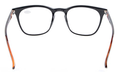 Eyekepper Lectores de calidad de la primavera de bisagras cuadrados clave de agujero estilo gafas de lectura (Marco negro/Brazo de tortuga, 0.50)