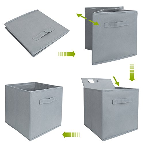 EZOWare Caja de Almacenaje con 6 pcs, Caja de Tela para Almacenaje, Gris