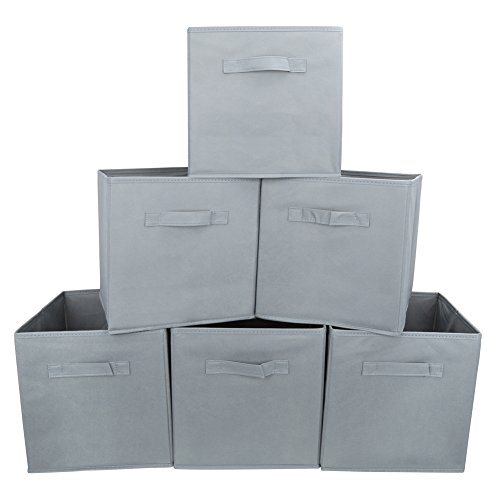 EZOWare Caja de Almacenaje con 6 pcs, Caja de Tela para Almacenaje, Gris
