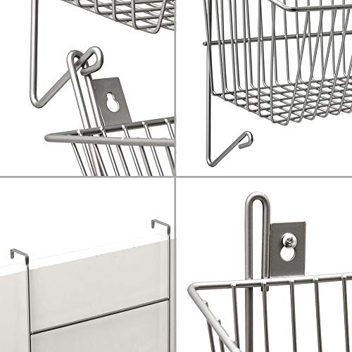 EZOWare Estantería Colgante Multiuso con 3 Cestas y Ganchos, Organizador y Almacenamiento Colgar en Puertas de Habitación o Montar en Pared para Cocina, Despensa, Baño - Gris Plata