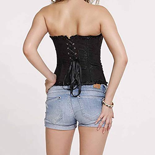 EZSTAX - Corsé de encaje para el vientre, estilo vintage, corpiño, para mujer Negro XXL