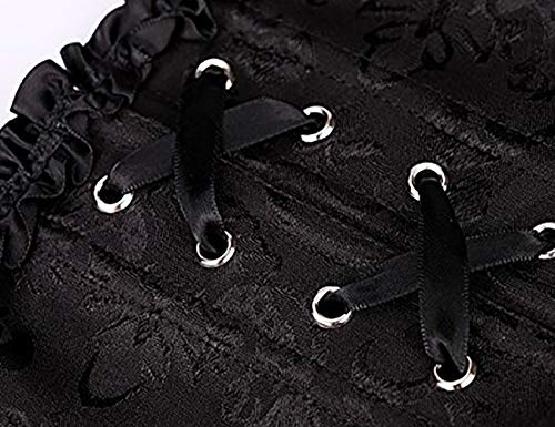 EZSTAX - Corsé de encaje para el vientre, estilo vintage, corpiño, para mujer Negro XXL