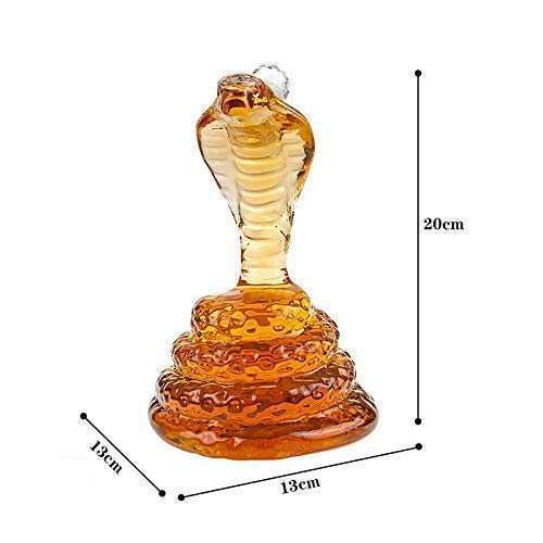 FACAZ Jarra de Whisky King Cobra Snake, Vidrio soplado a Mano sin Plomo, Jarra de Serpiente para Licor, Whisky, Bourbon, Vodka, 600