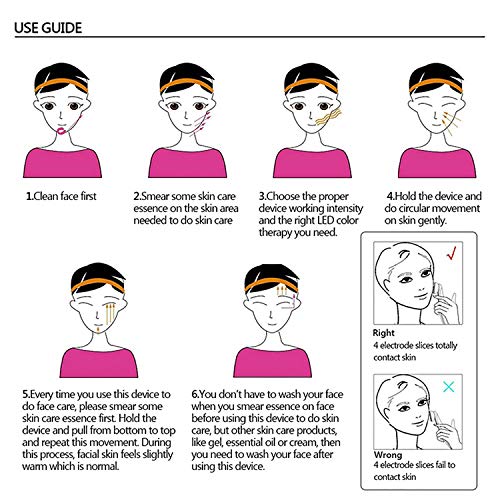 Facial Aparato Radiofrecuencia, Aparato Facial Ultrasonido, 5 Modos de Terapia de luz LED, Antiarrugas, Anti-envejecimiento, Rejuvenecimiento, Limpieza Profunda, Cuidado Facial, Buen Regalo para Damas