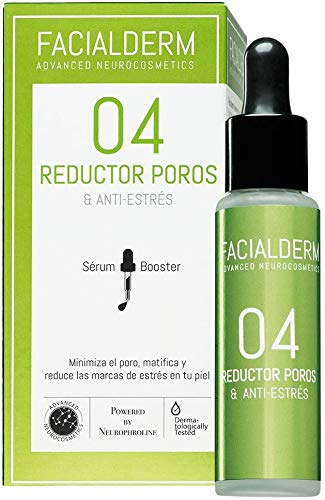 Facialderm - Sérum Booster 04 REDUCTOR POROS & Antiestrés Facial, 30 ml | Serum Reductor de Poros Matificante