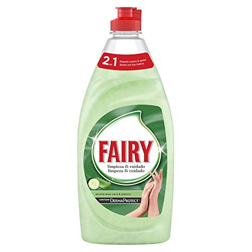 Fairy Limpieza y Cuidado Aloe Vera y Pepino Lavavajillas Líquido 500 ml con Protección de la Dermis Beneficia la Piel y Combate la Grasa