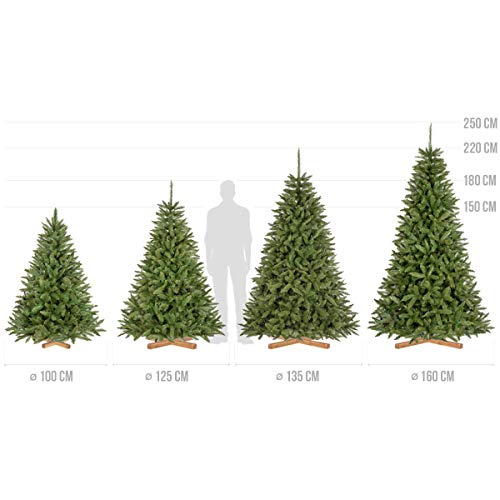 FairyTrees Árbol Navideño, Pícea Artificial con Soporte de Madera, Árbol de Navidad PVC, 150cm