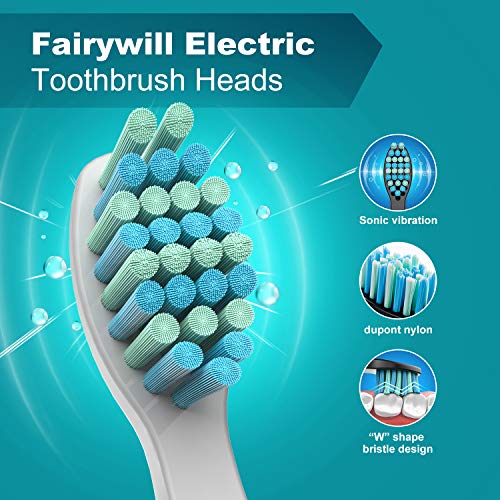Fairywill Pearl White Cepillos para cepillos de dientes Sonic con cabezal de soldadura x4 para el blanco cepillo de dientes FW507, FW917, FW508, FW959 FW01