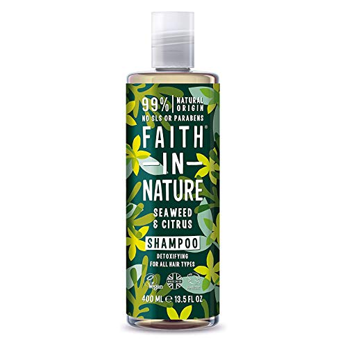 Faith in Nature Champú Natural de Algas Marinas y Cítricos, Detoxificante, Vegano y No Testado en Animales, sin Parabenos ni SLS, para Todo Tipo de Cabello, 400 ml