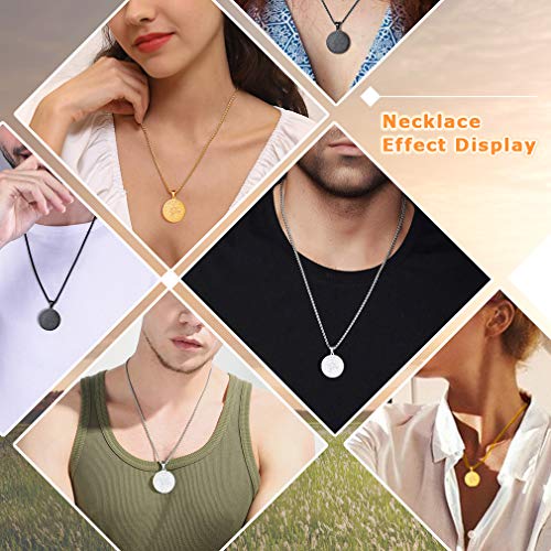 FaithHeart Collar Guarda Siete Arcángeles para Hombres y Mujeres Medallón Negra Acero Inoxidable Colgantes Resistentes Joyerías Religiosas Sello Suerte Pentagram Rey Salomón