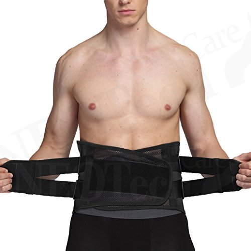 Faja de espalda ULTRA LIGERA - Apoyo lumbar/para la postura - Tejido transpirable para el ejercicio - Compresión adaptable - Marca Neotech Care (Talla S)