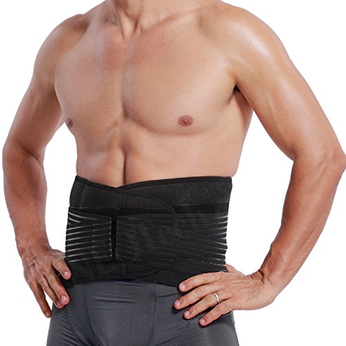 Faja lumbar de neopreno con tiras dobles de compresión - Sujeción para la parte baja de la espalda - Marca Neotech Care (Negro, XXXXL)