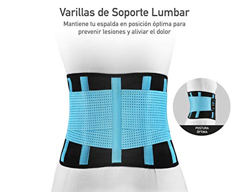 Faja Lumbar Hombre y Mujer - Alivia el Dolor y Las Lesiones en Cintura y Espalda - Cinturón Lumbar con Doble Ajuste - Gratis Bolsa de Transporte